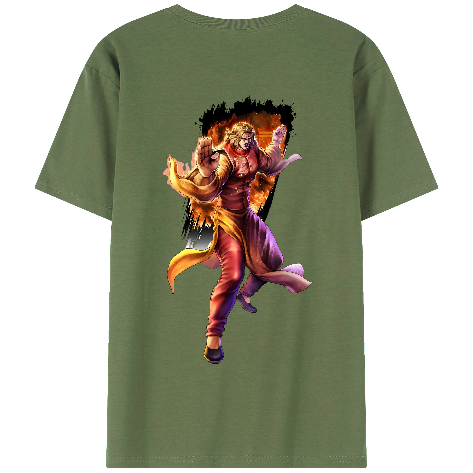 （画像用） 北斗の拳 Fist of the North Star 綿100％ メンズ半袖Tシャツ（バックプリント） 通気性